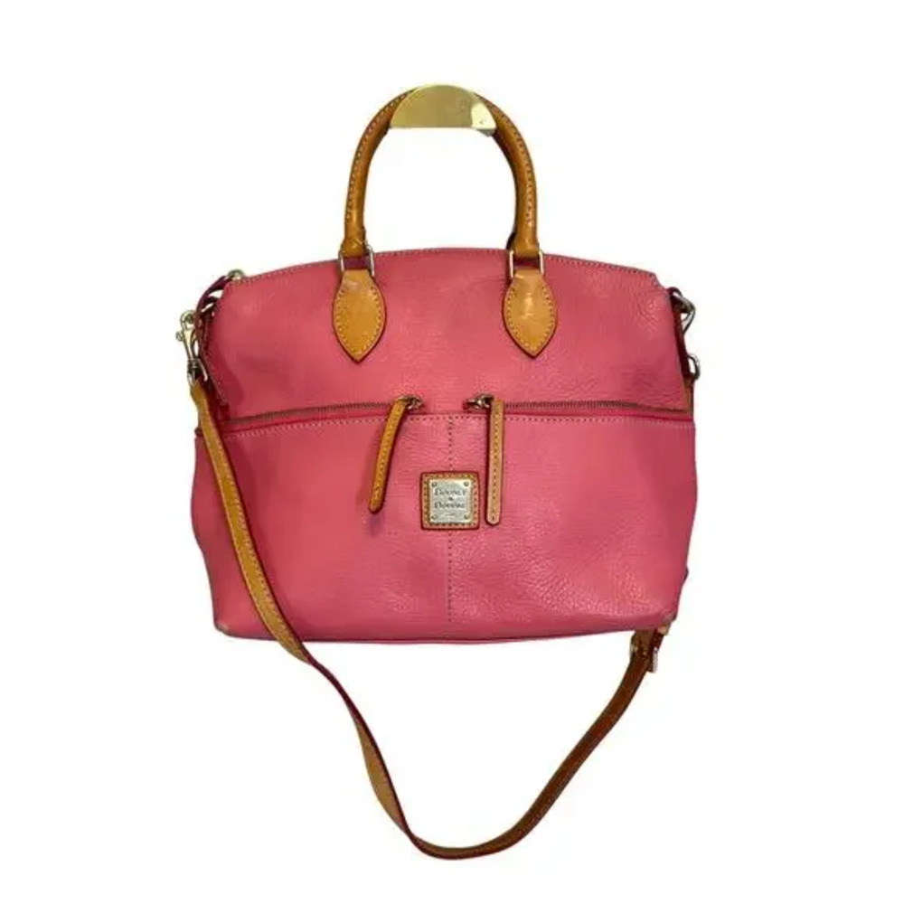 Dooney and Bourke Dillen Satchel Crossbody Bag Bubble Pink Double Pocket Leather